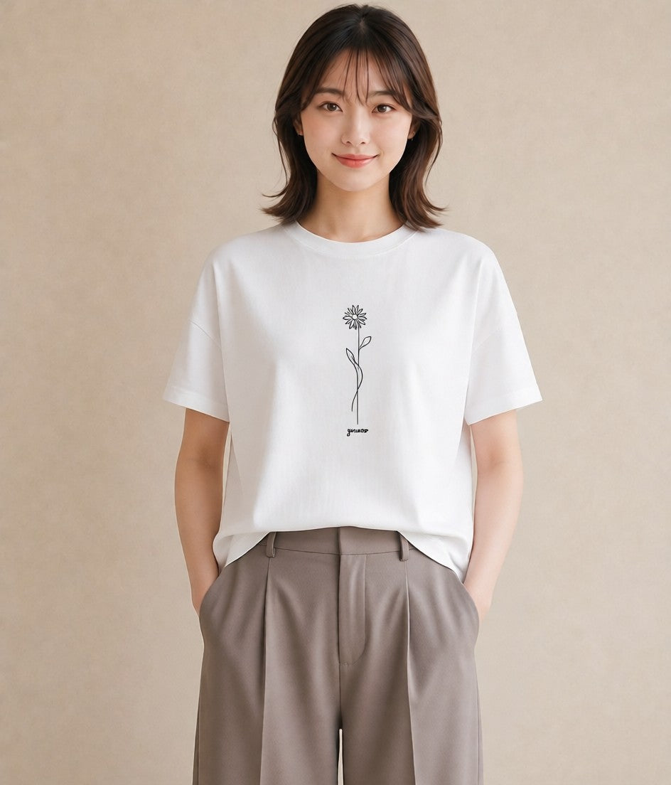 Tシャツ レディース 観葉植物 ボタニカル 植物 イラスト 個性的 帰省 ラフ 白T YMAZO