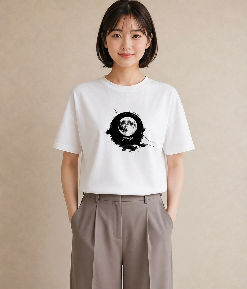 プリントTシャツ レディース 青の水彩 風景 ブルー ナチュラル アンティーク イラスト お洒落 送別ギフト 通勤 白T YMAZO