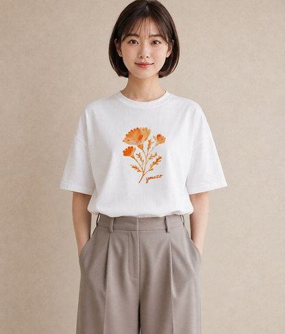 Tシャツ レディース コスモス 秋桜 花 花柄 イラスト モード 旅行用 海 白T