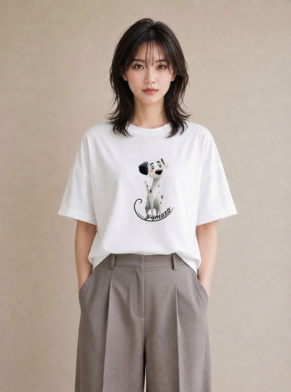 グラフィックTシャツ レディース 犬好き 犬 いぬ イラスト 北欧風 誕生日プレゼント 綿100 白T YMAZO