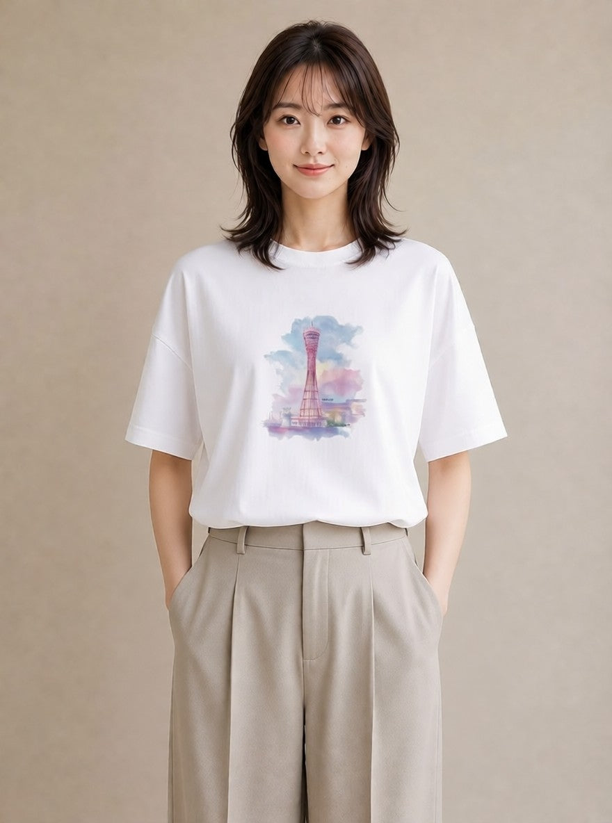 デザインTシャツ レディース 灯台 霧 海 ナチュラル アンティーク イラスト こなれ感 部屋着 女性向けギフト 白T YMAZO