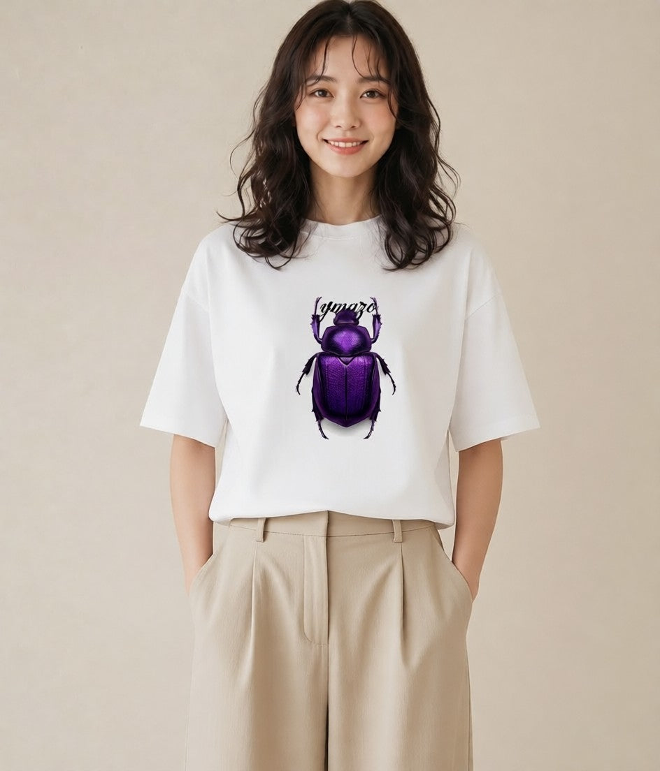 グラフィックTシャツ レディース クワガタ 昆虫 虫 イラスト モード デイリーウェア 休日 白T YMAZO
