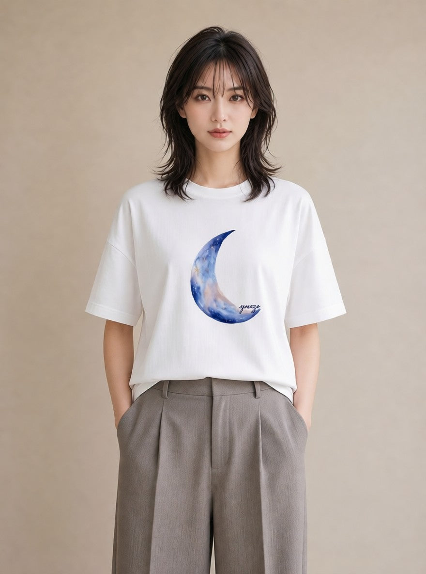 半袖Tシャツ レディース 水瓶座 星空 宇宙 イラスト シンプル 部屋着 女性向けギフト 白T YMAZO
