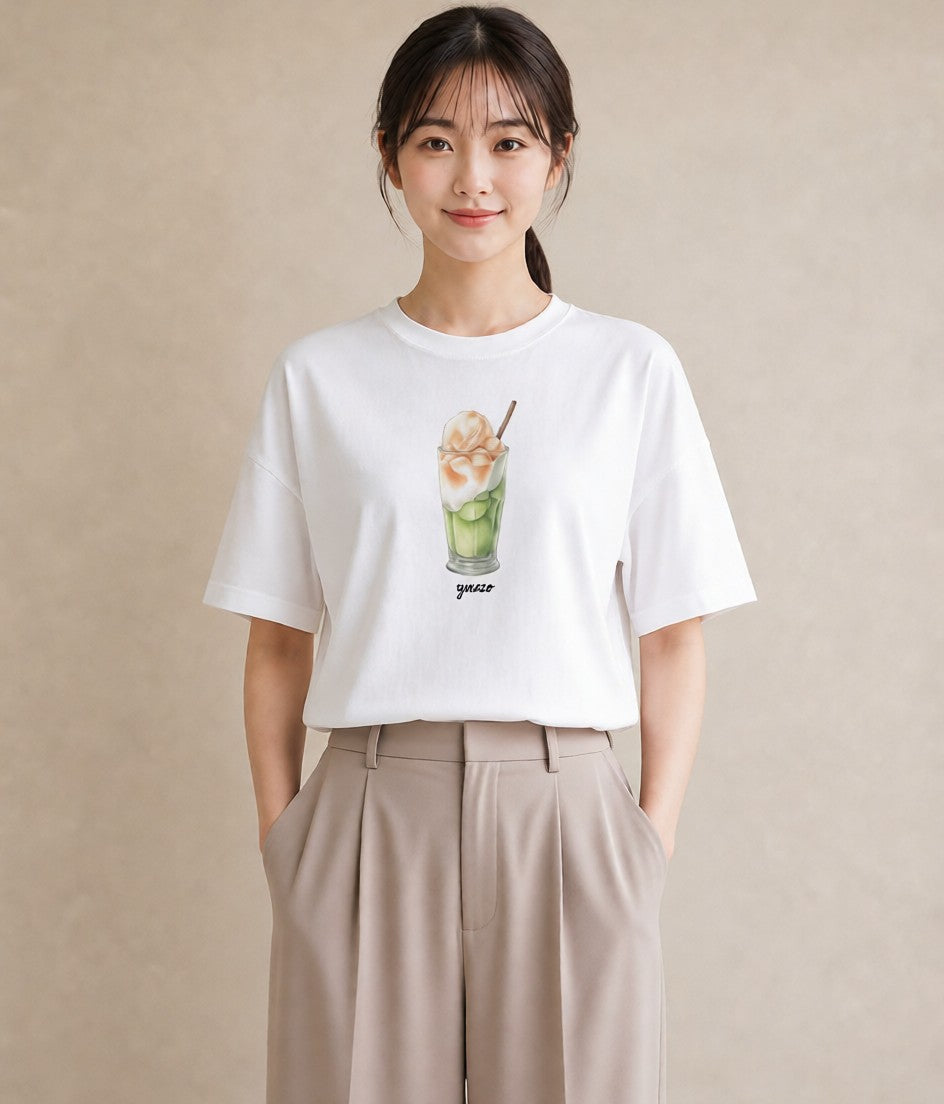 グラフィックTシャツ レディース ショートケーキ 食べ物 フード イラスト こなれ感 ビーチ デイリーウェア 白T YMAZO