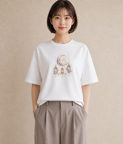 デザインTシャツ レディース 星空 宇宙 イラスト ゆるかわ レイヤード 友達ギフト 白T YMAZO