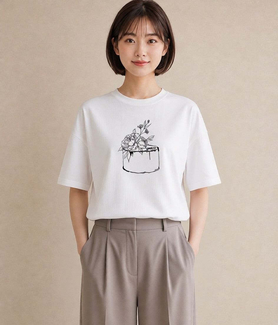 グラフィックTシャツ レディース スイーツ お菓子 デザート イラスト カフェコーデ 夏コーデ 通学 白T YMAZO