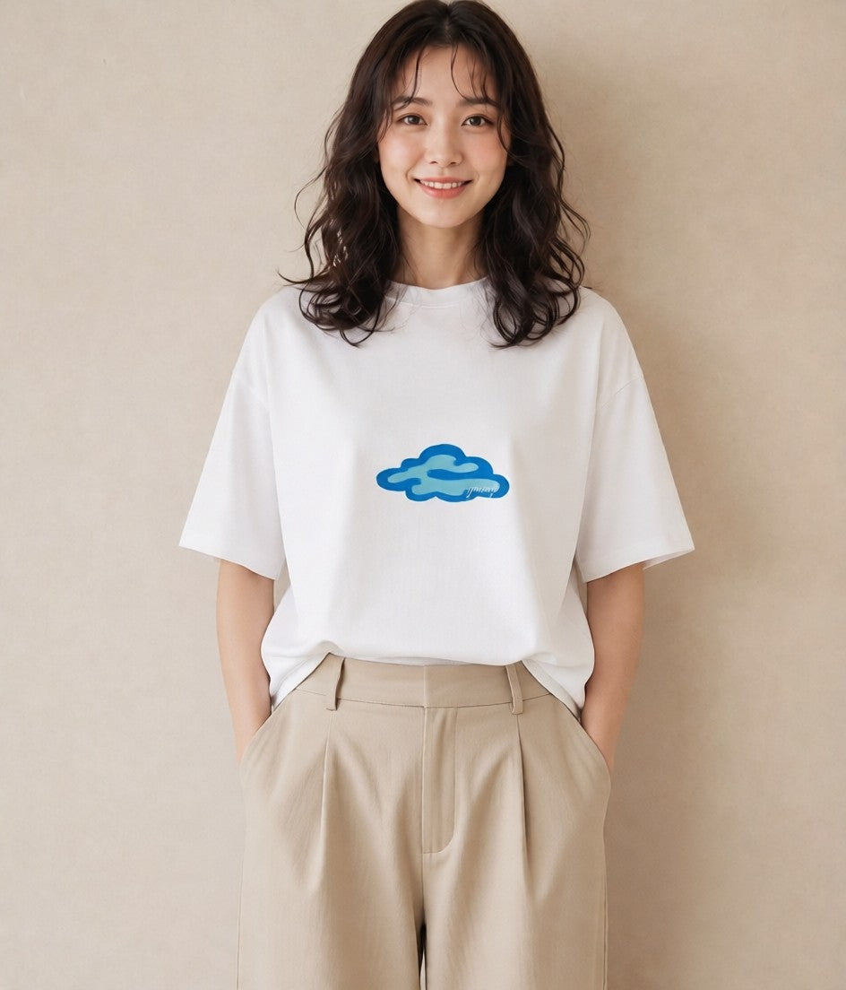 デザインTシャツ レディース 空 星空 宇宙 イラスト 普段使い お揃い 親子 白T YMAZO