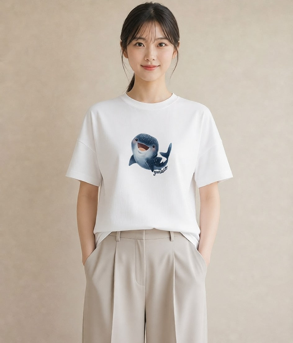 プリントTシャツ レディース マンボウ 海の生き物 海 イラスト 韓国風 普段着 週末コーデ 白T YMAZO