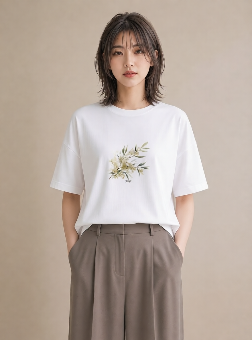 プリントTシャツ レディース すずらん 花 花柄 イラスト 抜け感 旅行用 海 白T