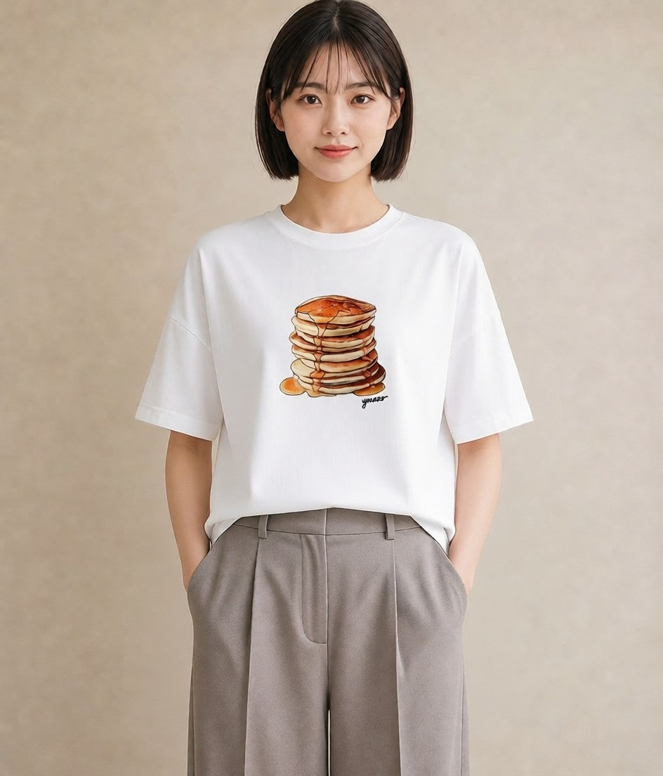 グラフィックTシャツ レディース 食パン 食べ物 フード イラスト ラフ 普段着 週末コーデ 白T YMAZO