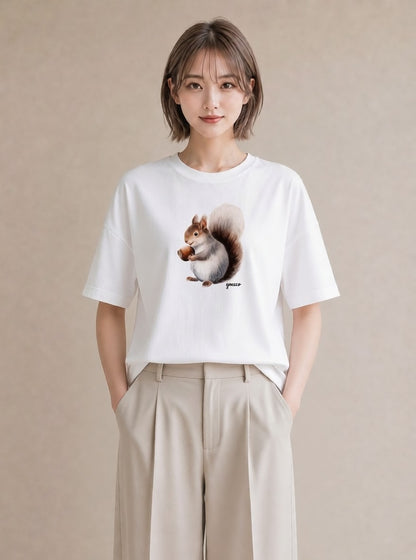 デザインTシャツ レディース どんぐり 植物 ボタニカル イラスト ナチュラル 旅行用 海 白T YMAZO