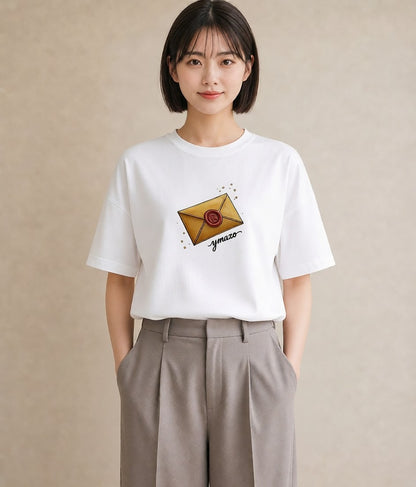 Tシャツ レディース 封蝋 手紙 アンティーク ナチュラル イラスト ギフト 母の日 白T YMAZO