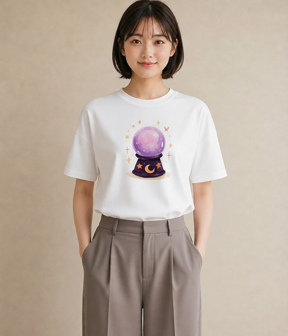 デザインTシャツ レディース 蟹座 星空 宇宙 イラスト 個性的 ビーチ デイリーウェア 白T YMAZO