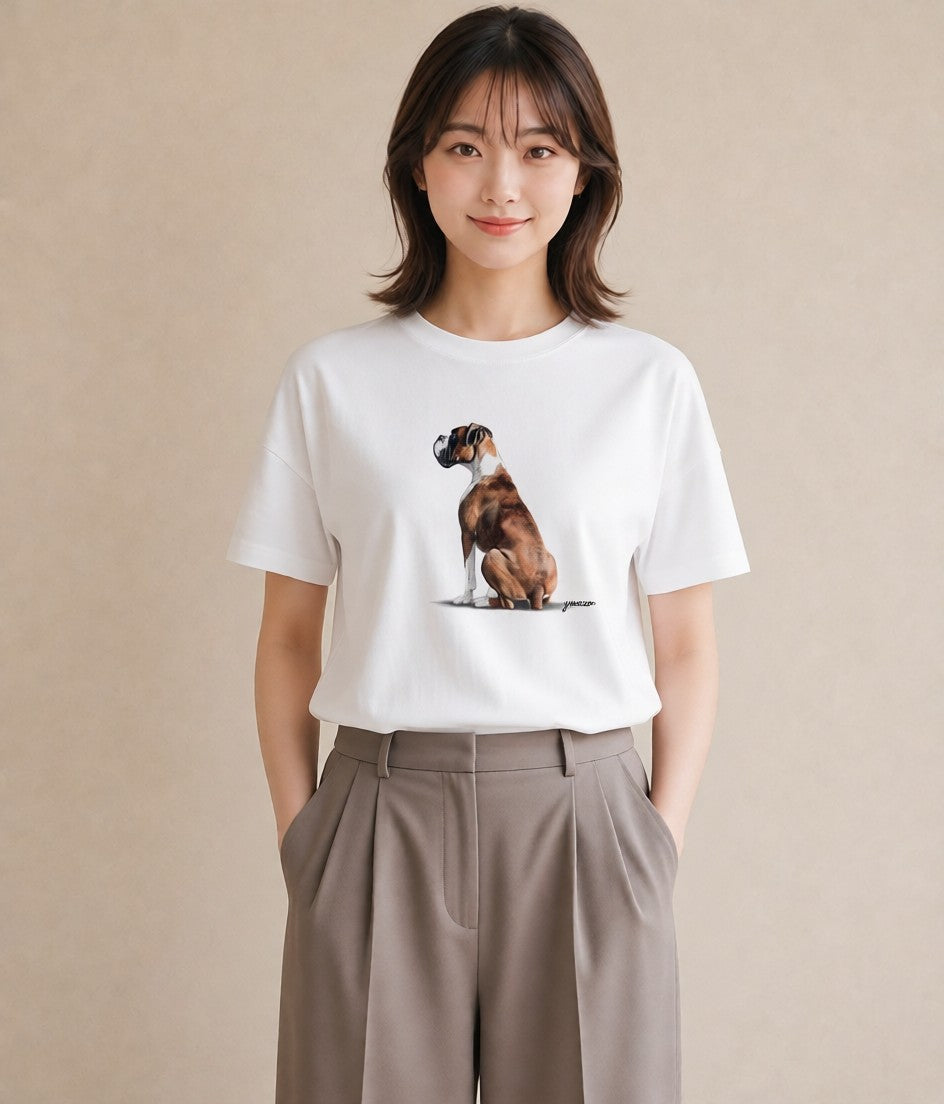 Tシャツ レディース 老犬 犬 いぬ イラスト 線画 秋コーデ おしゃれギフト 白T YMAZO