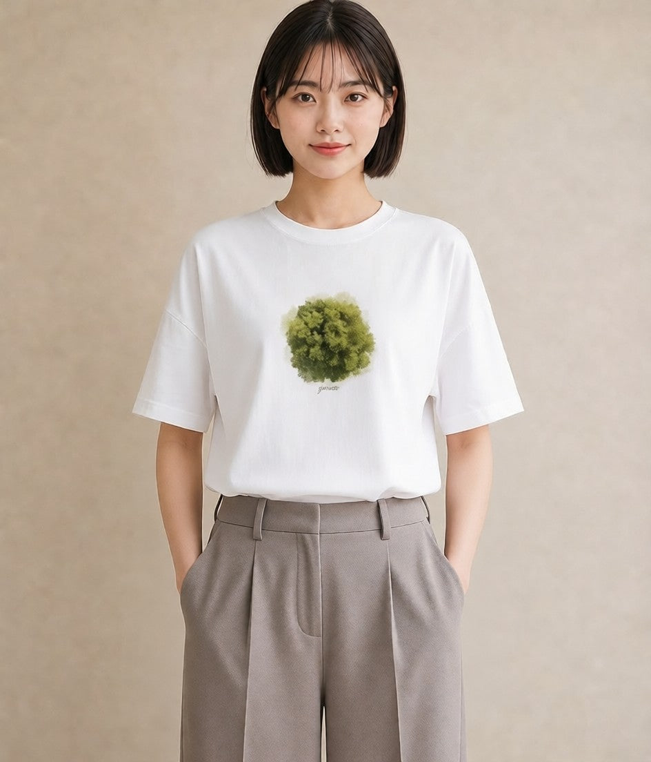 Tシャツ レディース 木 植物 ボタニカル イラスト レトロ レイヤード 友達ギフト 白T YMAZO