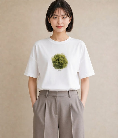 Tシャツ レディース 木 植物 ボタニカル イラスト レトロ レイヤード 友達ギフト 白T YMAZO