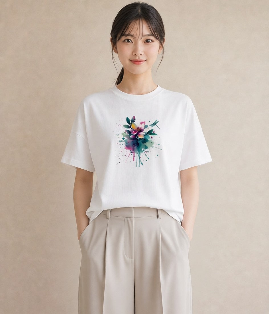 プリントTシャツ レディース とんぼ 昆虫 虫 イラスト ガーリー 母娘コーデ 自分用 白T YMAZO