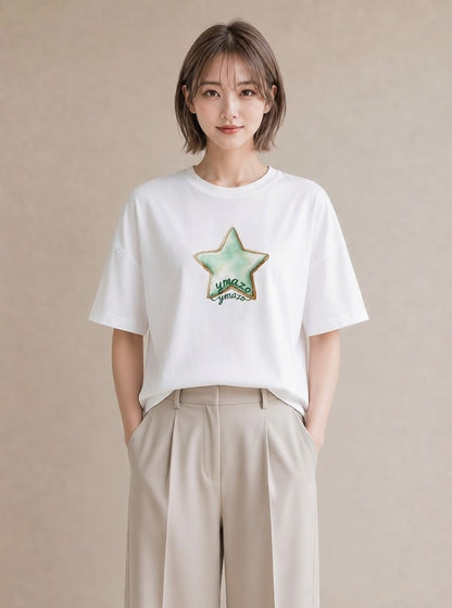半袖Tシャツ レディース マカロン 食べ物 フード イラスト こなれ感 春服 ミセス 白T YMAZO