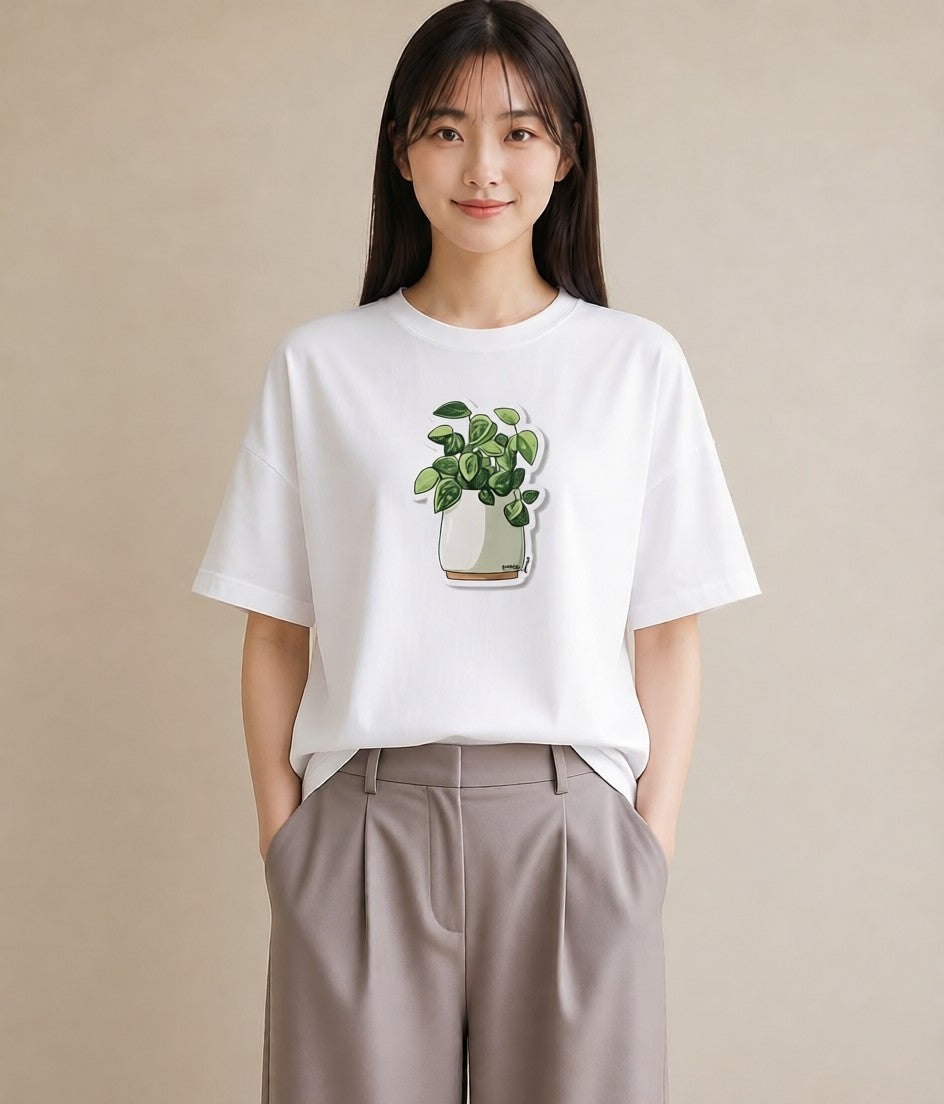 半袖Tシャツ レディース 苔 植物 ボタニカル イラスト 社会人 女性 白T YMAZO