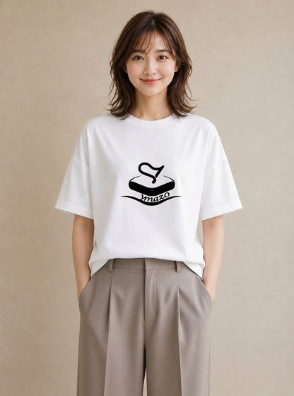 プリントTシャツ レディース カフェ カフェロゴ ロゴ イラスト ミニマル 散歩 お出かけ 白T YMAZO
