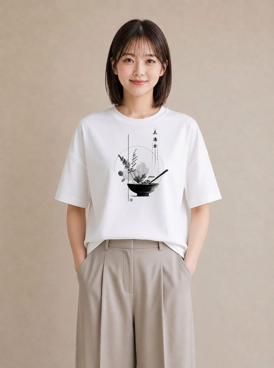 Tシャツ レディース 風鈴 ガラス 夏 ナチュラル アンティーク イラスト お洒落 綿100 デート 白T YMAZO