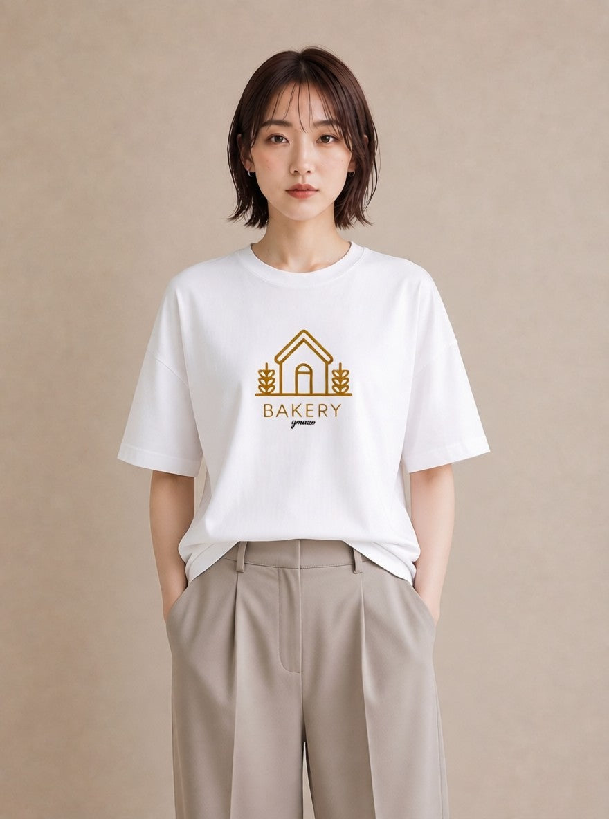 デザインTシャツ レディース パン ベーカリー イラスト カフェコーデ 綿100 デート 白T YMAZO