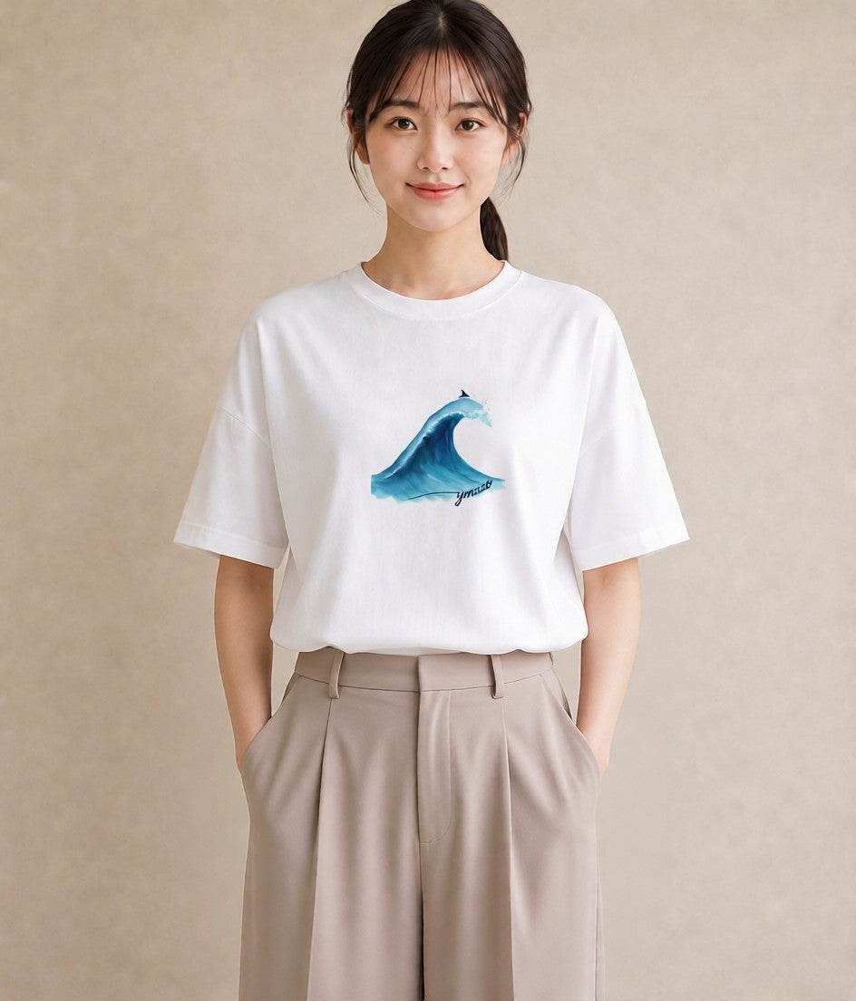 グラフィックTシャツ レディース 海 星空 宇宙 イラスト ガーリー 夏コーデ 通学 白T YMAZO