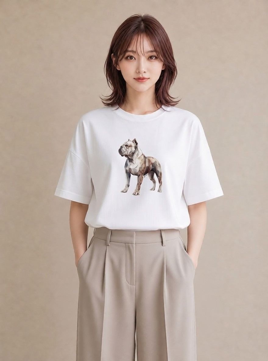 グラフィックTシャツ レディース 老犬 犬 いぬ イラスト フェミニン 送別ギフト 通勤 白T YMAZO