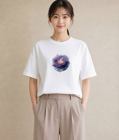 デザインTシャツ レディース 惑星 星空 宇宙 イラスト ガーリー 女性 旅行用 白T YMAZO