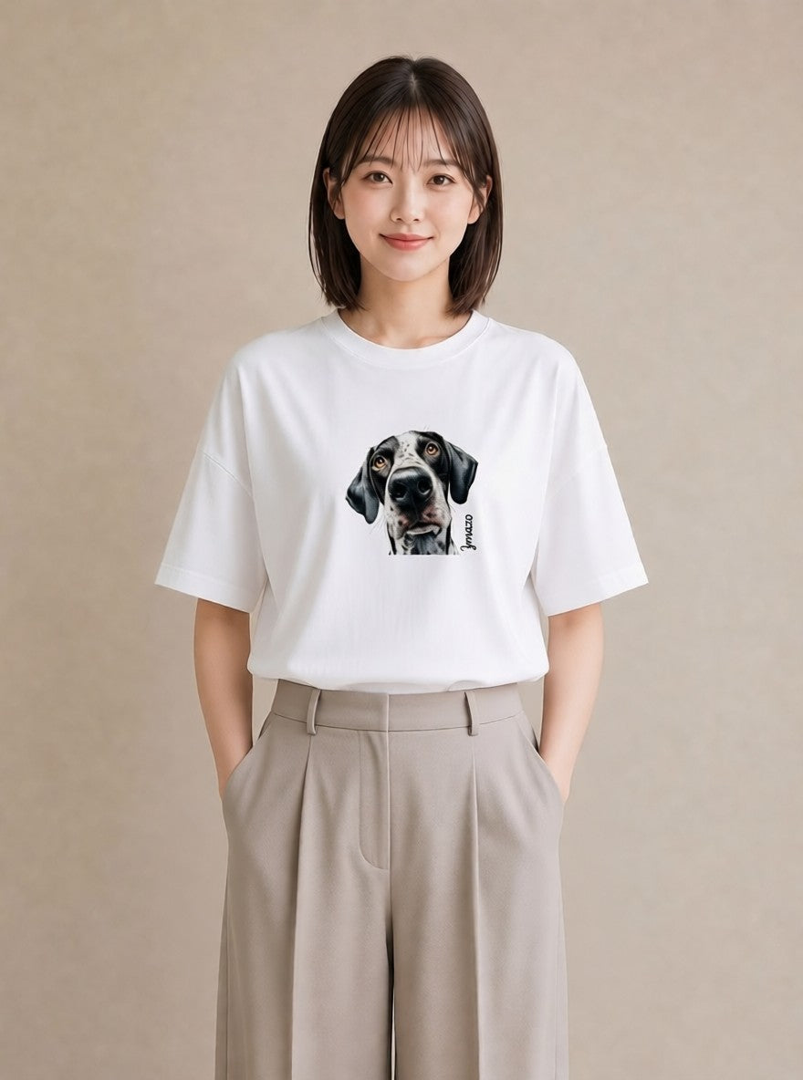 デザインTシャツ レディース ミックス犬 犬 いぬ イラスト フェミニン デート 帰省 白T YMAZO