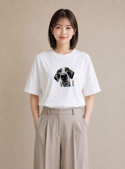 デザインTシャツ レディース ミックス犬 犬 いぬ イラスト フェミニン デート 帰省 白T YMAZO