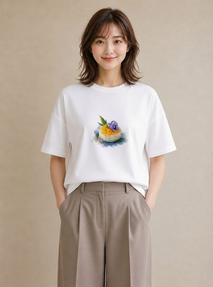 グラフィックTシャツ レディース パフェ 食べ物 フード イラスト ガーリー カフェ服 クリスマス 白T YMAZO