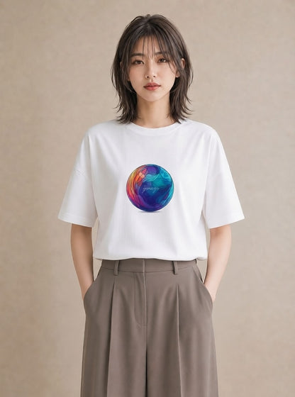 デザインTシャツ レディース プラネット 星空 宇宙 イラスト 女性 旅行用 白T YMAZO