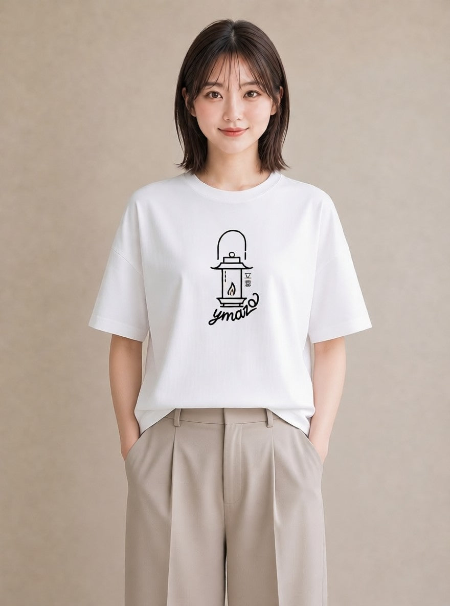 プリントTシャツ レディース 風鈴 ガラス 夏 ナチュラル アンティーク イラスト モード 在宅 公園 白T YMAZO