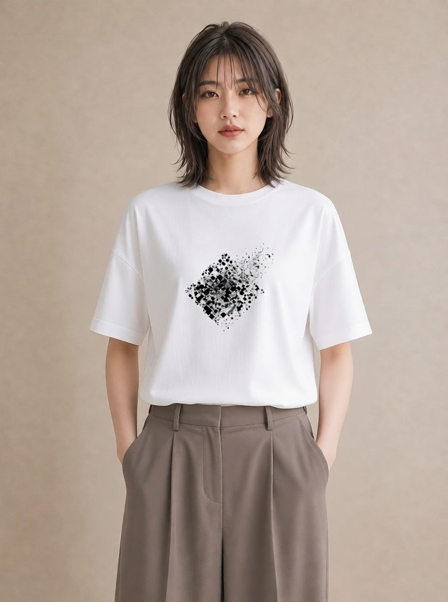 Tシャツ レディース レースハンカチ レース ハンカチ ナチュラル アンティーク イラスト 上品 旅行 母娘コーデ 白T YMAZO