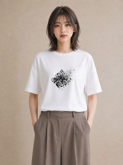 Tシャツ レディース レースハンカチ レース ハンカチ ナチュラル アンティーク イラスト 上品 旅行 母娘コーデ 白T YMAZO