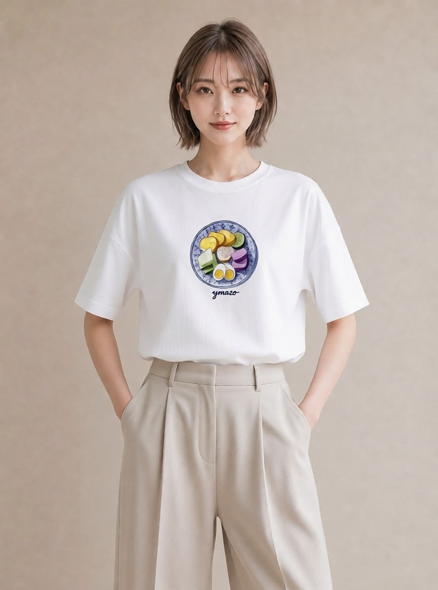 グラフィックTシャツ レディース たい焼き 食べ物 フード イラスト モード 春服 ミセス 白T YMAZO