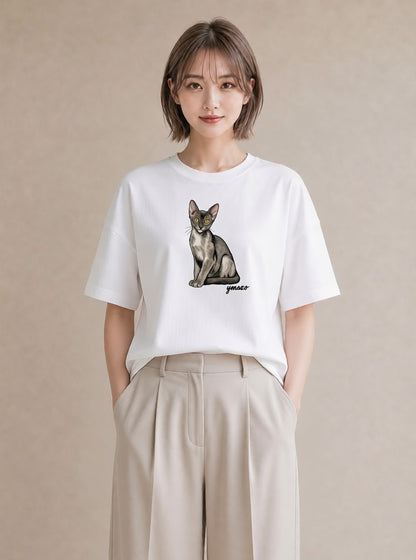 プリントTシャツ レディース ソマリ 猫 ねこ イラスト ゆるコーデ 社会人 女性 白T YMAZO