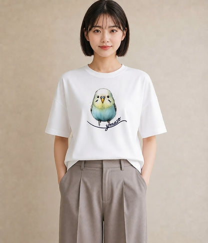 プリントTシャツ レディース オカメインコ ペット 動物 イラスト カフェ巡り 女子会 白T YMAZO