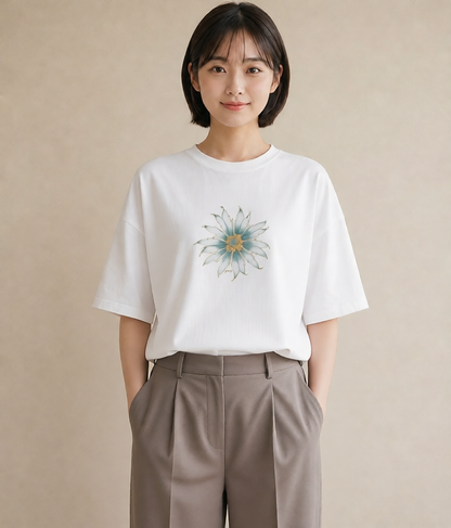 グラフィックTシャツ レディース ゆり 百合 花 花柄 イラスト シンプル お揃い 親子 白T
