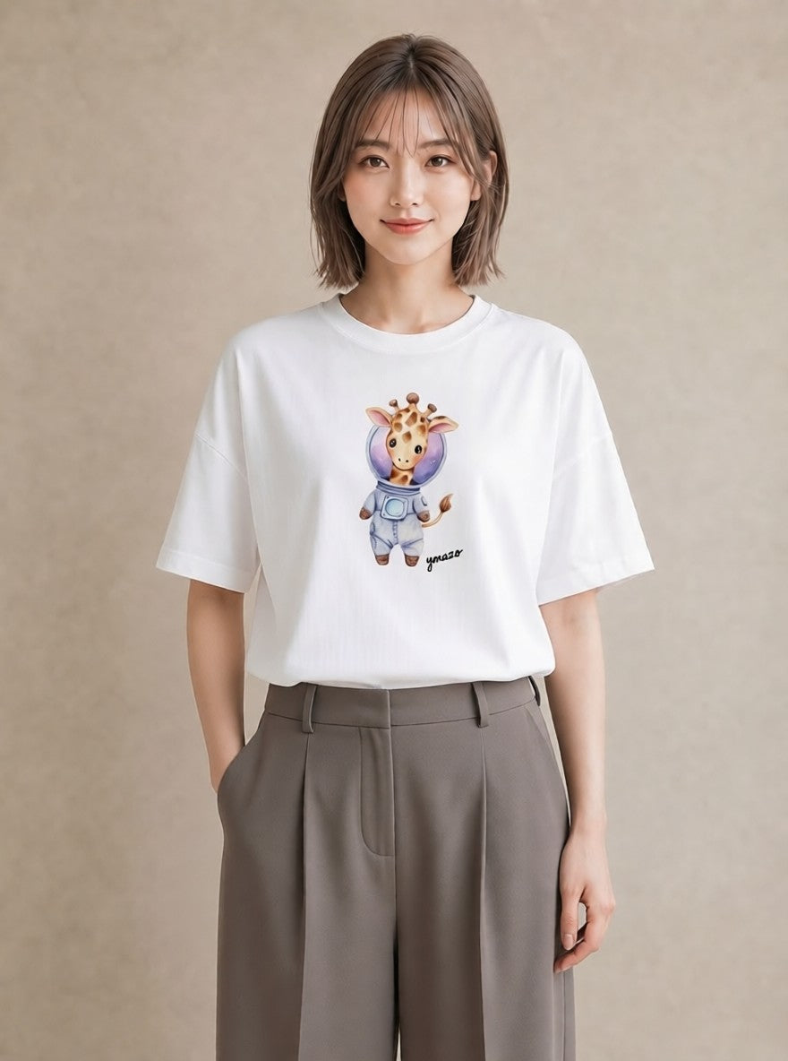 Tシャツ レディース 山羊座 星空 宇宙 イラスト レトロ 敬老の日 ホワイトデー 白T YMAZO