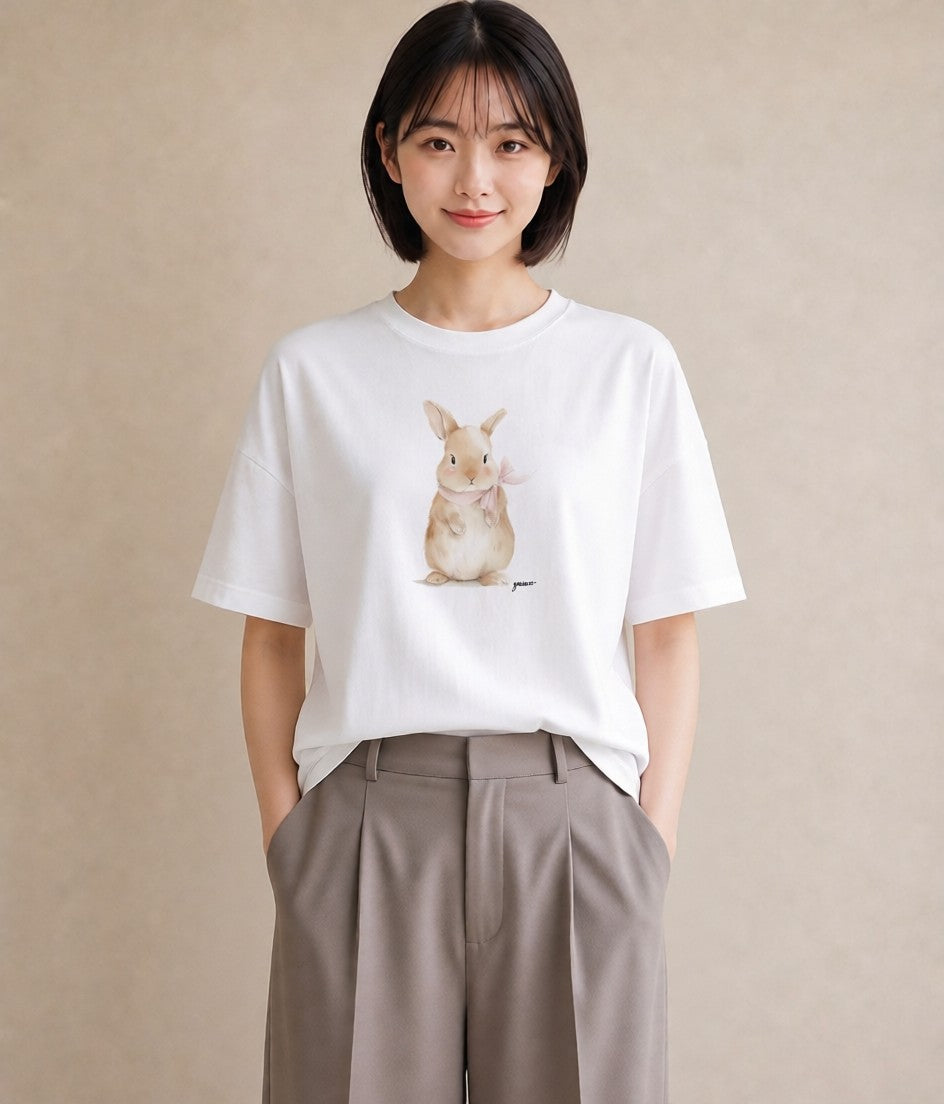 Tシャツ レディース ホーランドロップ ペット 動物 イラスト カフェコーデ デート 帰省 白T YMAZO