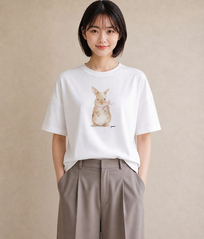 Tシャツ レディース ホーランドロップ ペット 動物 イラスト カフェコーデ デート 帰省 白T YMAZO