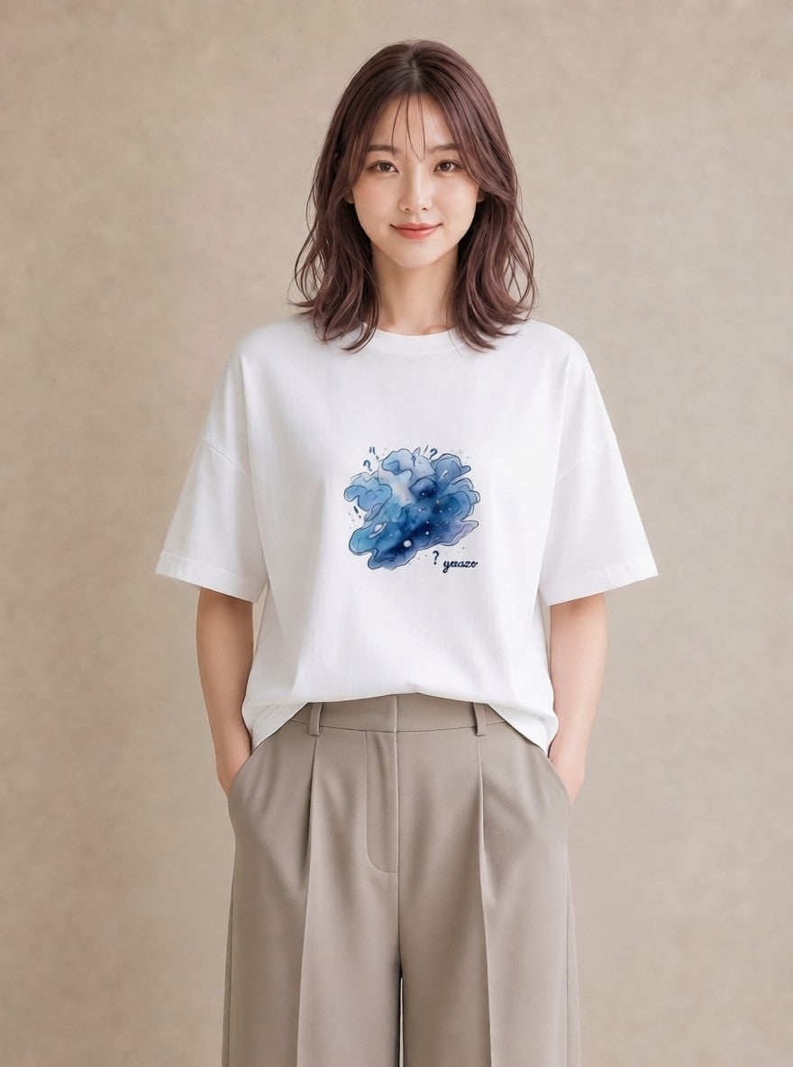 Tシャツ レディース 山羊座 星空 宇宙 イラスト お洒落 普段着 週末コーデ 白T YMAZO