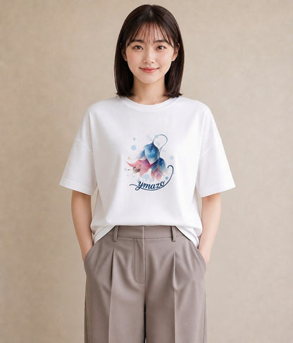 グラフィックTシャツ レディース あさがお 朝顔 花 花柄 イラスト 北欧風 女子会 お揃い 白T