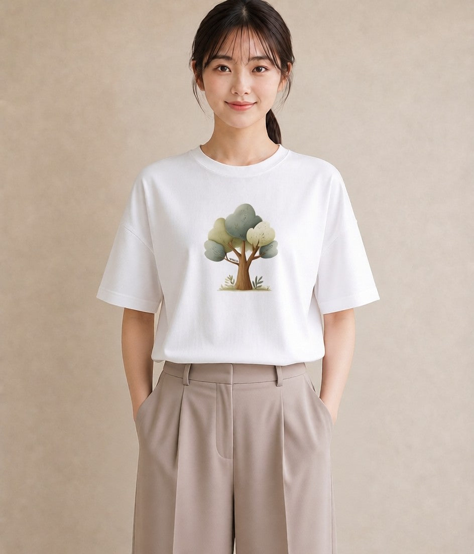 デザインTシャツ レディース 盆栽 植物 ボタニカル イラスト 普段使い 女性向けギフト 散歩 白T YMAZO