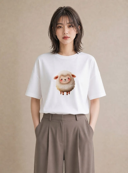 グラフィックTシャツ レディース アルパカ 動物 アニマル イラスト 個性的 ミセス 春コーデ 白T YMAZO