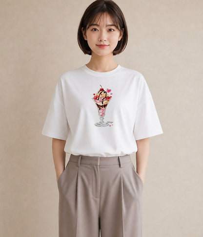 グラフィックTシャツ レディース アイス 食べ物 フード イラスト ラフカジュアル 母娘コーデ 自分用 白T YMAZO