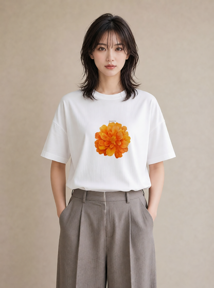 デザインTシャツ レディース コスモス 秋桜 花 花柄 イラスト ミニマル 週末コーデ 敬老の日 白T