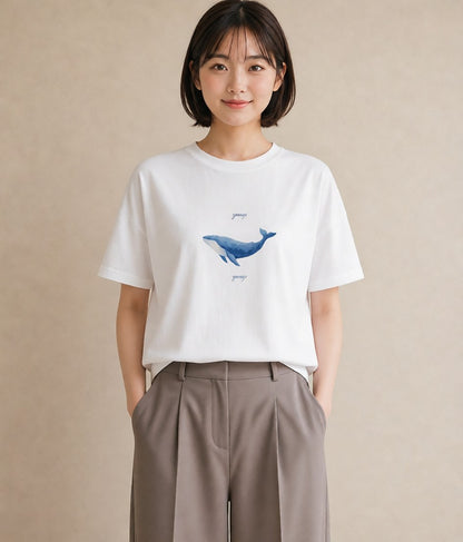 グラフィックTシャツ レディース シャチ 海の生き物 海 イラスト 休日コーデ 部屋着 女性向けギフト 白T YMAZO